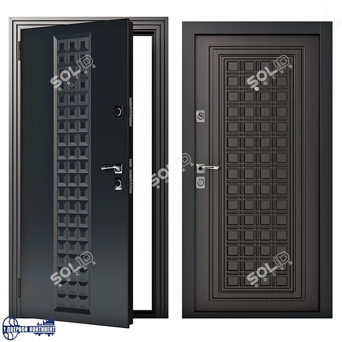 Continent-Contour Steel Entrance Doors 3D model image 1