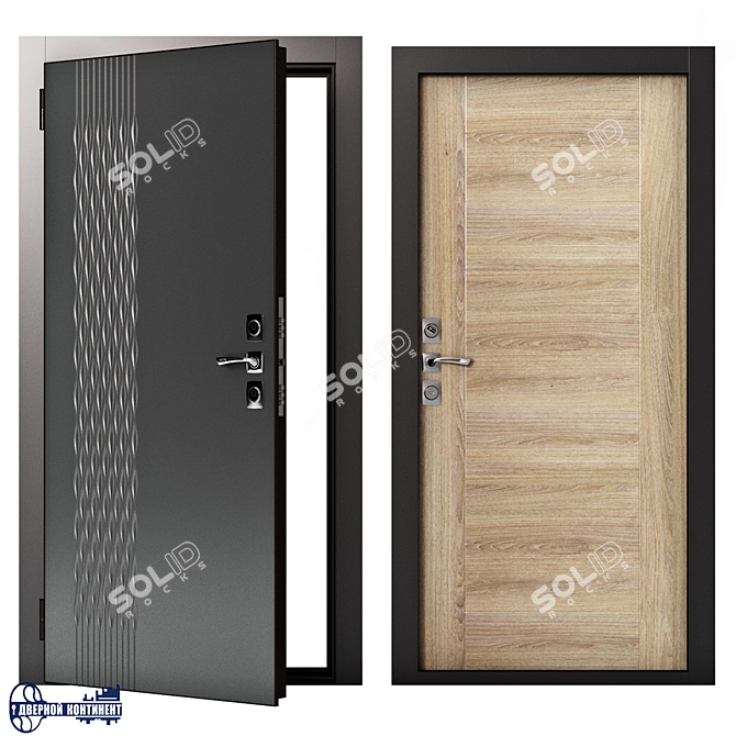 Secure and Stylish Continent-Gracia Entrance Doors 3D model image 1