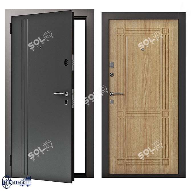 Security and Comfort in Continent-Line Entrance Doors 3D model image 1