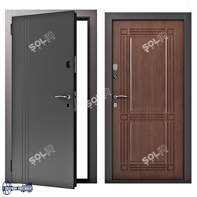 Security and Comfort in Continent-Line Entrance Doors 3D model image 2