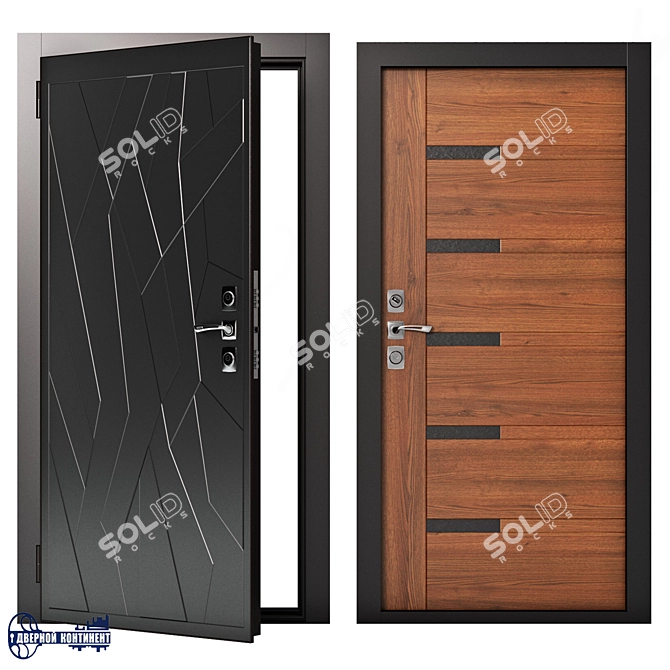 Continent-Modern Steel Entrance Doors 3D model image 1