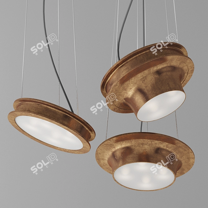 AFTER GLOW Brass & Glass Ceiling Lamp 3D model image 2