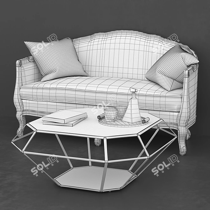 Elegant Lina Sofa and Eichholtz Table Set 3D model image 3