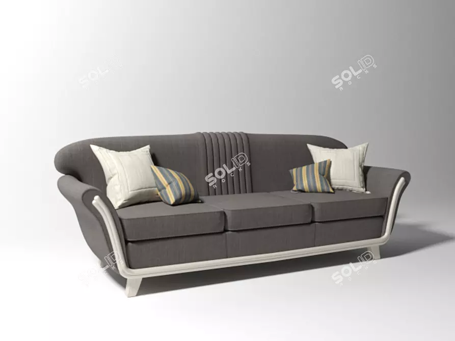 Retro Textile and Wood Sofa 3D model image 1