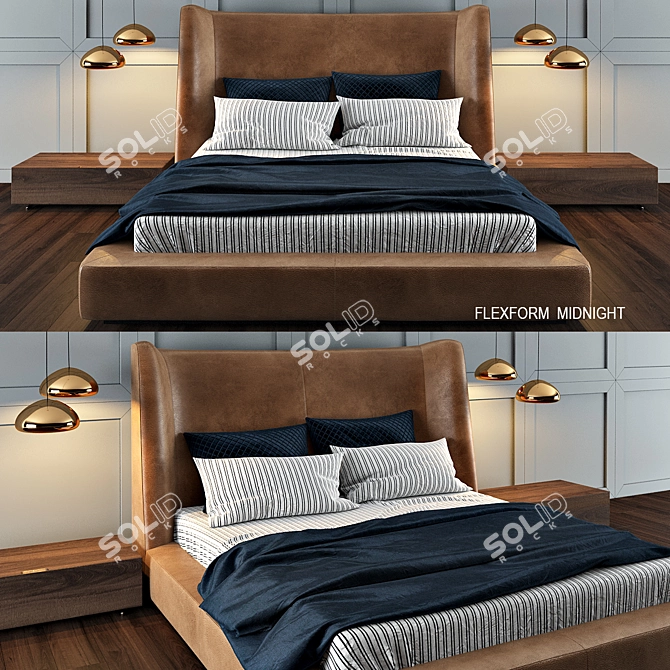 Midnight Flexform Bed: Elegant and Versatile 3D model image 1