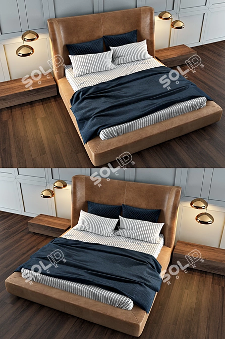 Midnight Flexform Bed: Elegant and Versatile 3D model image 2