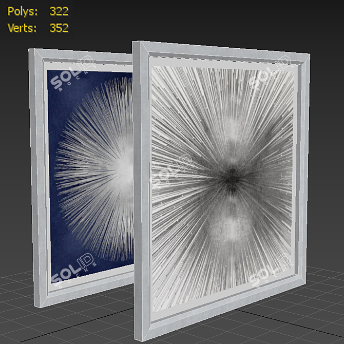 Silver Sunburst on Blue Canvas Print 3D model image 3