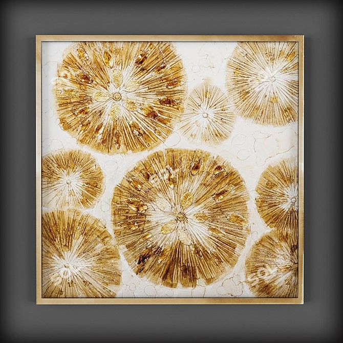 Golden Lotus Wall Decor Set - Palecek Wall Art 3D model image 3