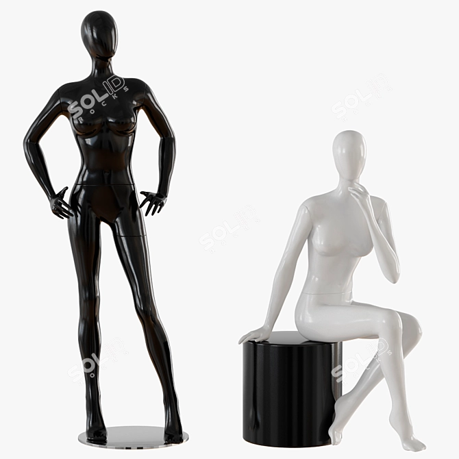 Sleek Female Abstract Mannequin 3D model image 1