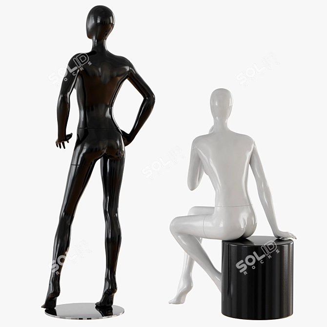 Sleek Female Abstract Mannequin 3D model image 3