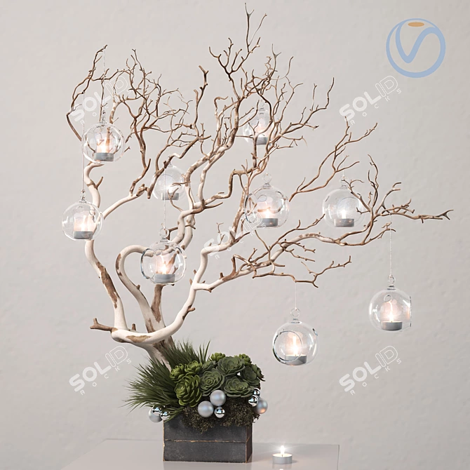 Title: Elegant Ikebana Candle Holder 3D model image 1