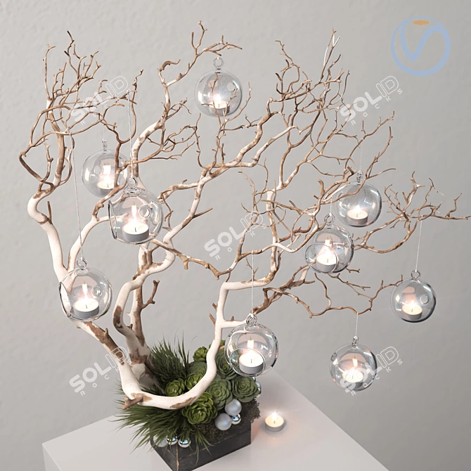 Title: Elegant Ikebana Candle Holder 3D model image 2