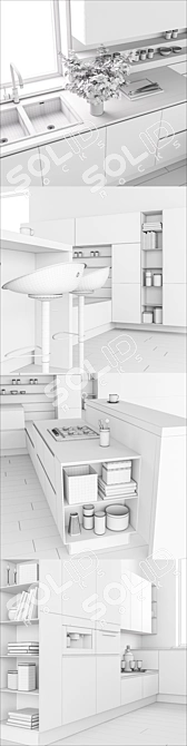 Elegant VITRUM Kitchen Collection 3D model image 3