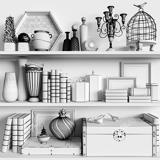 Decor Shelf Set - Versatile Decorative Shelves for Storages and Displays 3D model image 3