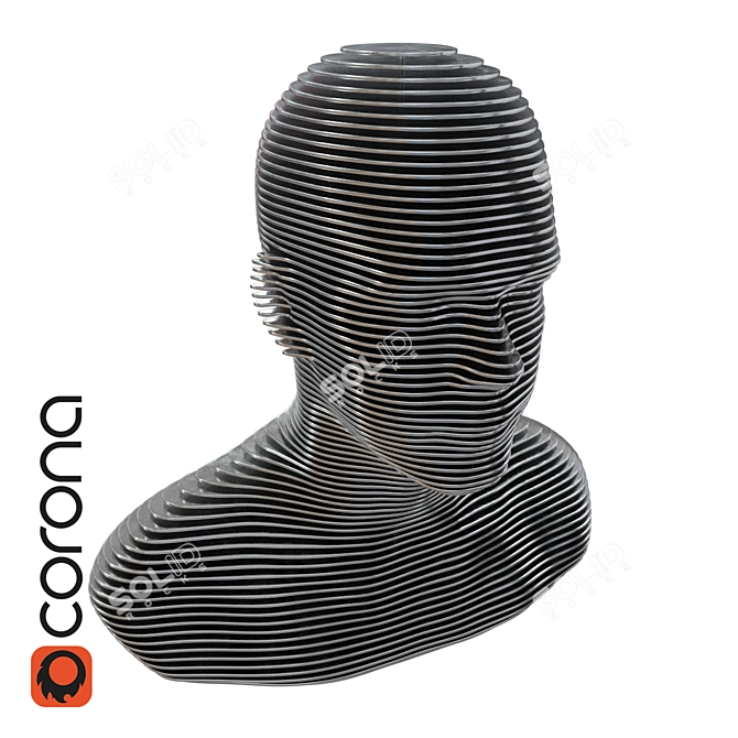 Metallic Masterpiece: Dual Variant Metal Plate Bust 3D model image 1