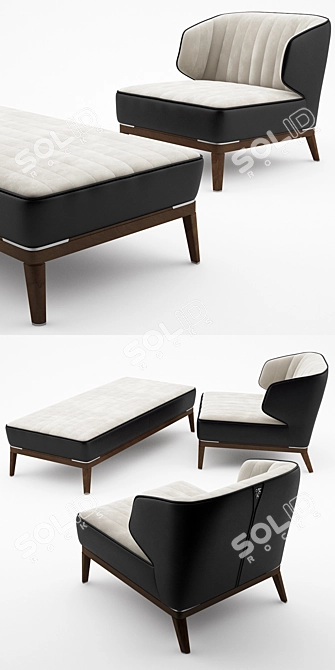 Blondie Leather Armchair & Bench - Elevating Home Comfort 3D model image 2