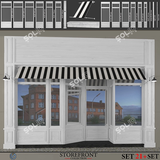 Vintage Shop Facade Kit 3D model image 1