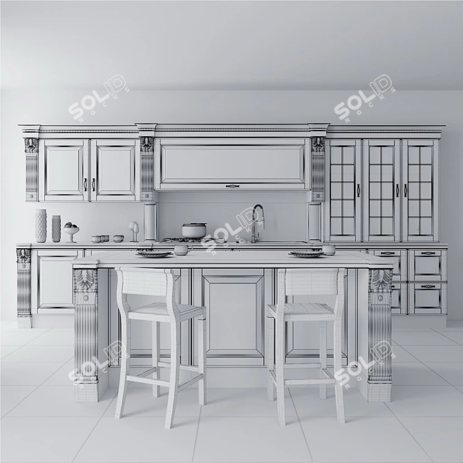 Title: Elegant Scavolini Baltimora Kitchen 3D model image 3