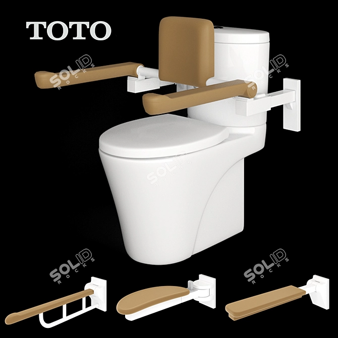 TOTO Toilet with Splash Advance Handrail 3D model image 1