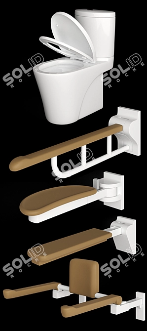 TOTO Toilet with Splash Advance Handrail 3D model image 2