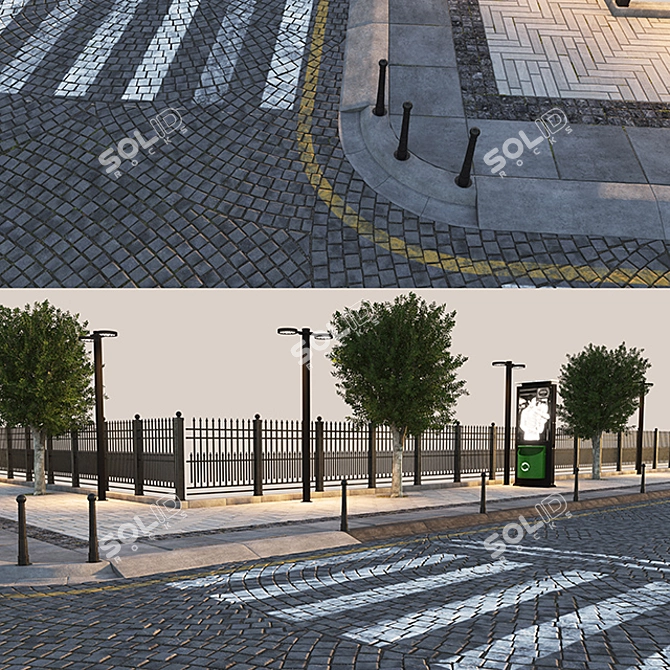 Textured Paving & Sidewalk Set 3D model image 2