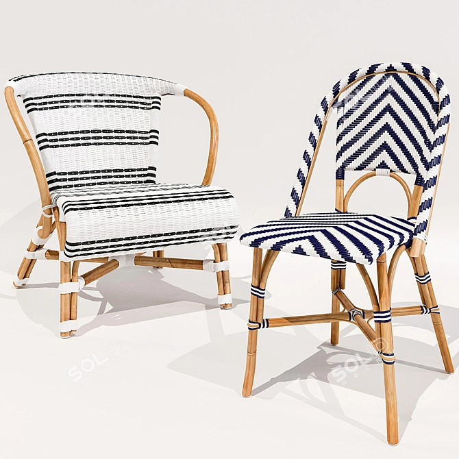 Monaco & Chevron Riviera Chairs: Elegant Seating Solution 3D model image 1