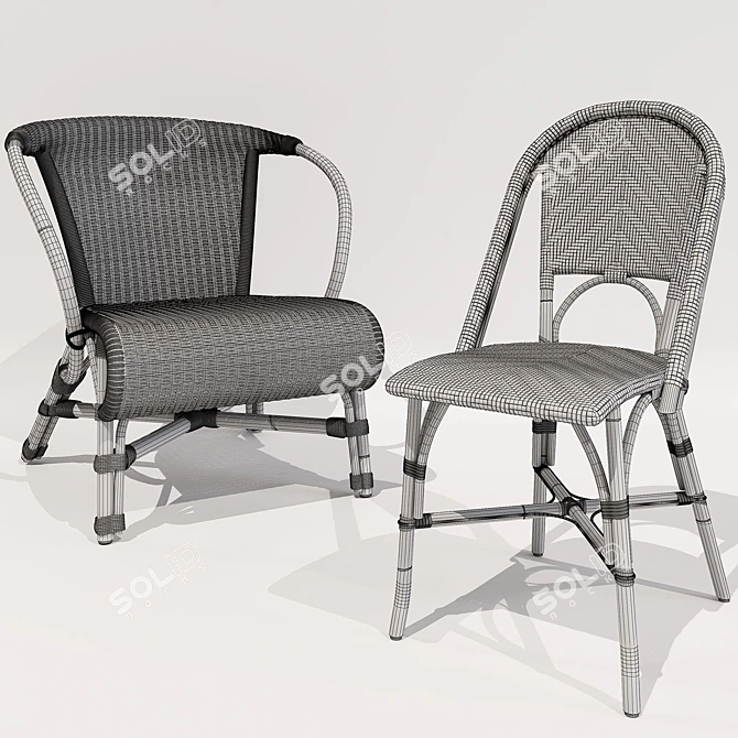 Monaco & Chevron Riviera Chairs: Elegant Seating Solution 3D model image 3