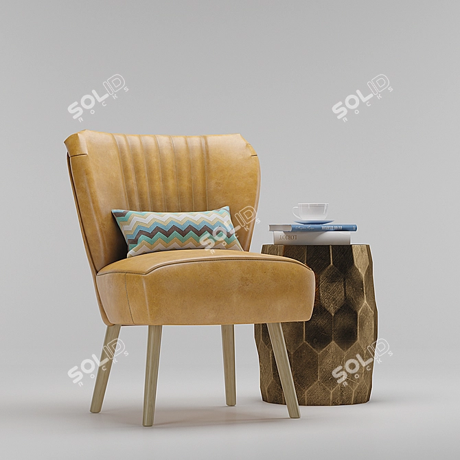 Elegant Maxwell & Vince Table: Scalloped Chair 3D model image 1