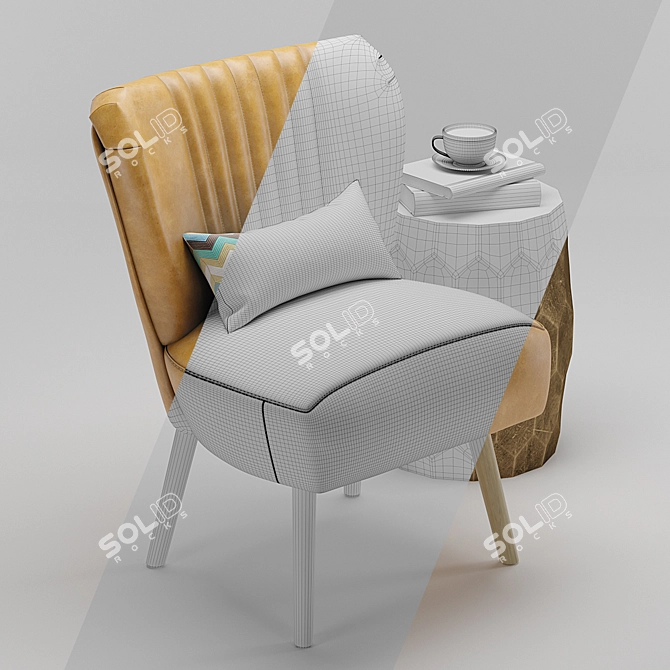 Elegant Maxwell & Vince Table: Scalloped Chair 3D model image 2