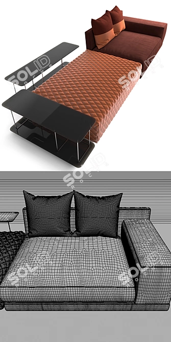 Natuzzi Melpot Sectional Sofa 3D model image 3