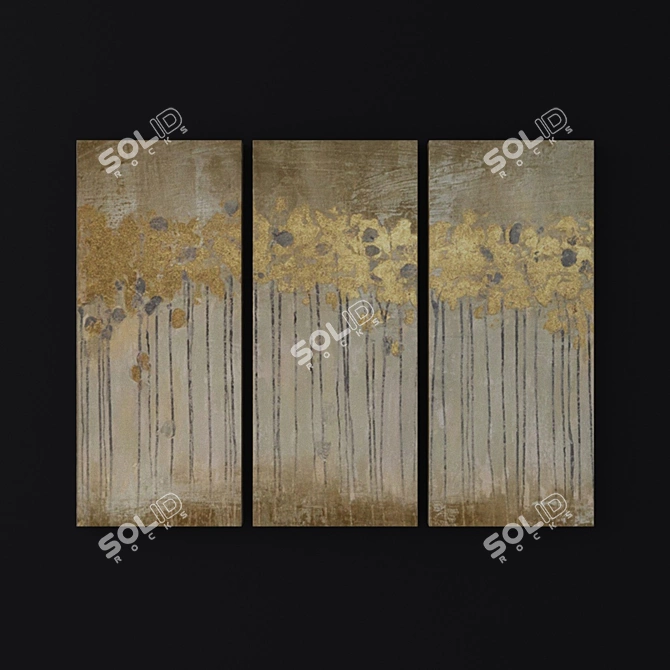 Midnight Forest Gold Canvas Set 3D model image 1