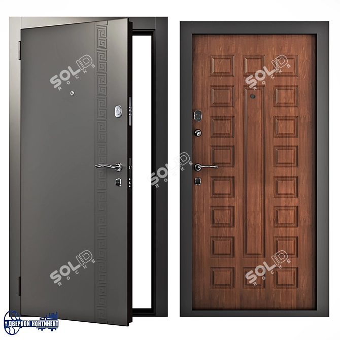 Secure and Stylish Entrance Doors 3D model image 1