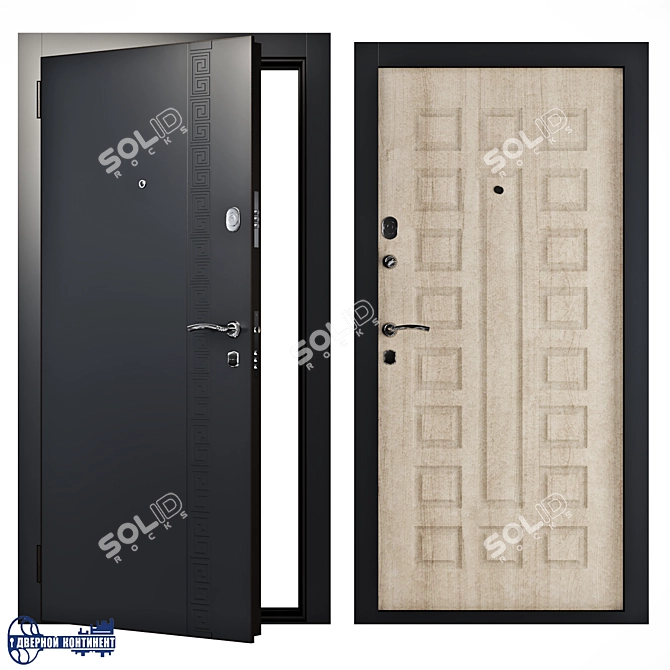 Secure and Stylish Entrance Doors 3D model image 2