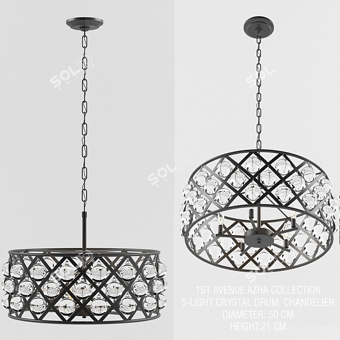 Title: Modern 5-Light Drum Chandelier 3D model image 1