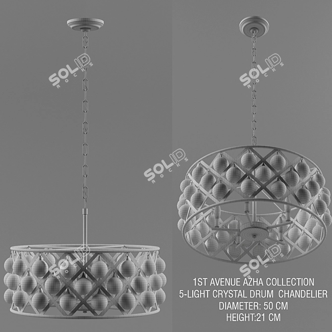 Title: Modern 5-Light Drum Chandelier 3D model image 2