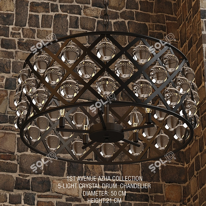 Title: Modern 5-Light Drum Chandelier 3D model image 3