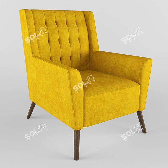 Yellow Velvet Ralph Armchair 3D model image 1