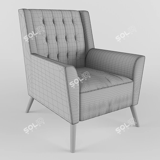 Yellow Velvet Ralph Armchair 3D model image 2