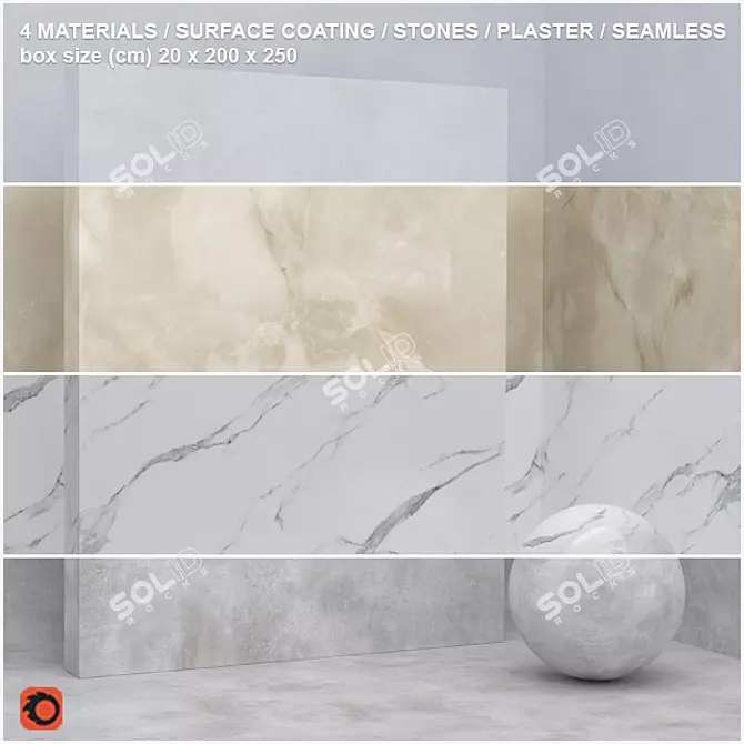 Seamless Stone and Plaster Set 3D model image 1
