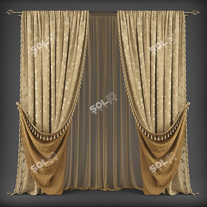 Classic Style Curtains 3D model image 1