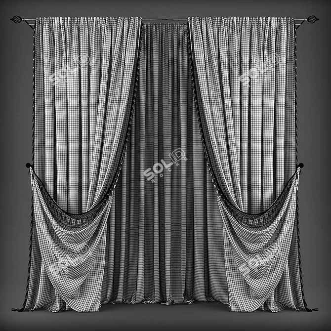 Classic Style Curtains 3D model image 2