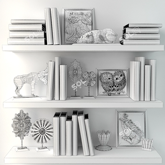 Elegant 3D Decor Set 3D model image 3