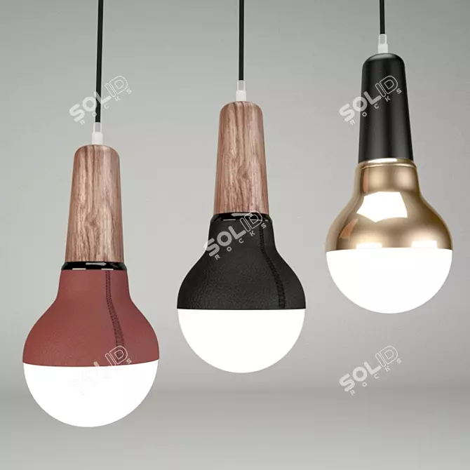 Sleek Leather-Copper Ceiling Lamp 3D model image 1