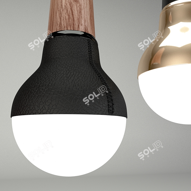 Sleek Leather-Copper Ceiling Lamp 3D model image 2