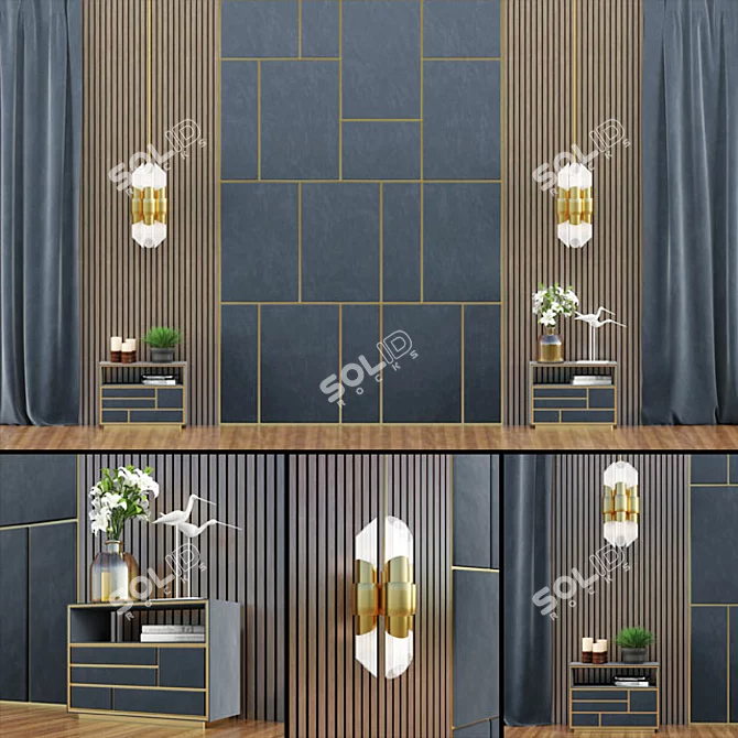 Rustic Charm Unfinished Headboard 3D model image 1