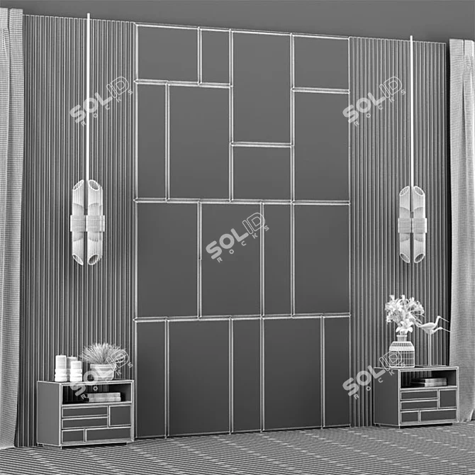 Rustic Charm Unfinished Headboard 3D model image 3