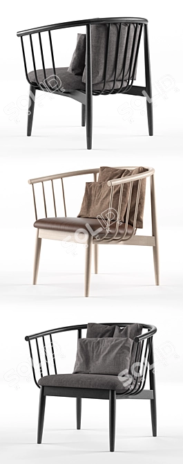 Elegant Ash Armchair: Tivoli Lounge 3D model image 2