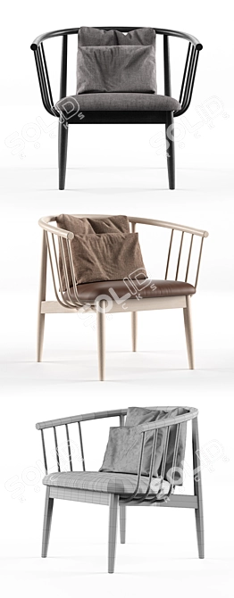 Elegant Ash Armchair: Tivoli Lounge 3D model image 3