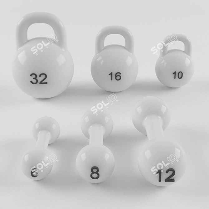 Ultimate Fitness Set: Weights & Dumbbells 3D model image 2