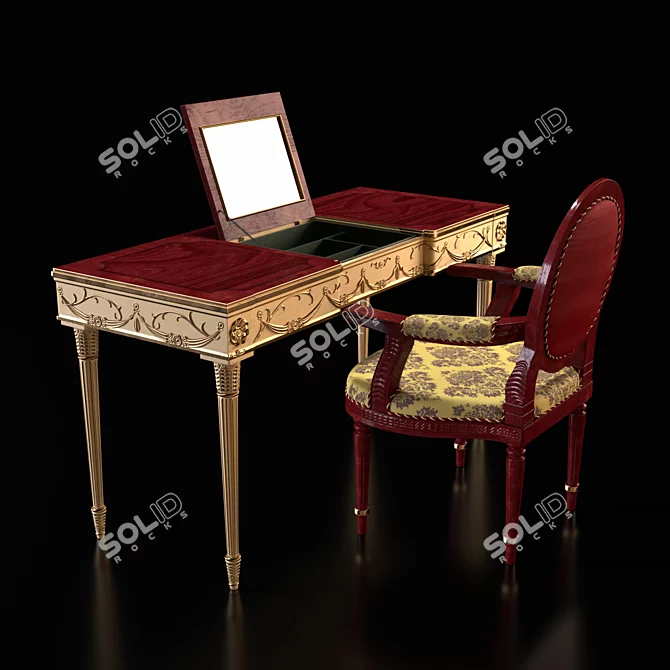 Monarche Dressing Table & Armchair: Elegant and Functional 3D model image 1